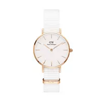 DANIEL WELLINGTON Petite Melrose Moteriškas Laikrodis 28mm Rožinis Auksas Tinklinė Apyrankė DW00100313