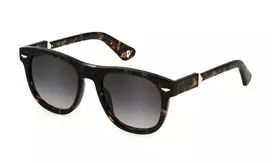 POLICE SPLL87-5206E4 Unisex stačiakampiai akiniai nuo saulės Havana rudo vėžlio karkasu rudo gradiento lęšiais 52mm