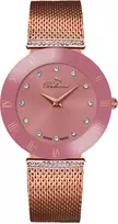 BELLEVUE Women's Analog Quartz Watch F116 26mm Stainless Steel Case Black Leather Strap