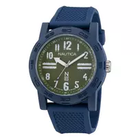 Nautica NAPATS305 Vyriškas kvarcinis analoginis laikrodis mėlynu ciferblatu ir silikoniniu dirželiu 42,5 mm