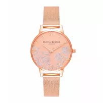 Olivia Burton moteriškas laikrodis OB16MV77 30mm rožinio aukso spalvos nerūdijančio plieno korpusas baltas ciferblatas pilkas odinis dirželis