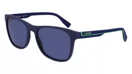 Lacoste L6031S-424 Vyriški stačiakampiai akiniai nuo saulės - mėlynas rėmelis, pilki lęšiai, UV400