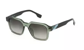 FILA SFI458-5206W5 Unisex akiniai - Juodas acetato rėmelis, pilki polikarbonatiniai lęšiai, UV400 apsauga, 52 mm lęšio plotis