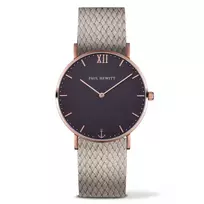 PAUL HEWITT Unisex Watch PH-SA-RSTB25S 39mm Rose Gold Stainless Steel Case White Dial Black Leather Strap