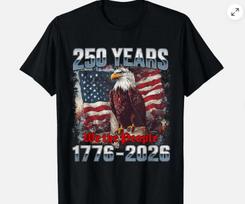 250 Years 1776 2026 250th Birthday Usa American Flag Tshirt S