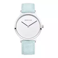 BERING Moteriškas Laikrodis 14937-804 (39mm) – Rožinio Aukso Spalvos Nerūdijančio Plieno Tinklelis, Mėlynas Ciferblatas