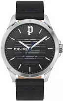 POLICE Vyriškas Laikrodis PEWJA2204503 46mm Nerūdijantis Plienas Kvarcinis Analoginis Juodas Ciferblatas Odinis Dirželis