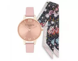 OLIVIA BURTON Enchanted Garden Moterų Laikrodžio Dovanų Rinkinys OB16GSET23 34mm Rožinis Auksas