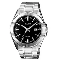 CASIO Vyriškas Analoginis Laikrodis MTP-1308D-1A Nerūdijančio Plieno Apyrankė 43.8mm Juodas Ciferblatas