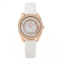 BELLEVUE Woman E50 33mm Quartz Analog Watch Stainless Steel Case Genuine Leather Strap