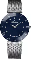 BELLEVUE Woman F130 Quartz Analog Watch 26mm Stainless Steel Case Leather Strap White Dial