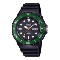 CASIO MRW-230H-1E3 Vyriškas analoginis kvarcinis laikrodis su juodu ciferblatu ir juodu dirželiu, 47,9 mm korpusas