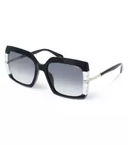 POLICE Moteriški Akiniai Nuo Saulės SPLG23M570700 Geometrinis Juodas Acetato Rėmelis Pilki Polikarbonato Lęšiai 57mm