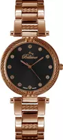 BELLEVUE D26 Women's Quartz Analog Watch 32mm Stainless Steel Case Black Leather Strap