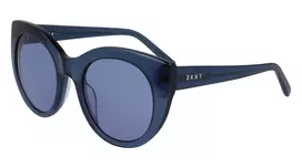 DKNY moteriški drugelio formos akiniai nuo saulės DK517S-400 mėlyni acetatiniai su pilkais gradientiniais lęšiais 52mm