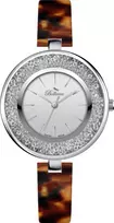 BELLEVUE D71 Women's Quartz Analog Watch 33mm Stainless Steel Case White Dial Black Leather Strap
