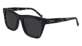 DKNY moteriški kvadratiniai akiniai nuo saulės DK529S-001 - juodas rėmelis, pilki lęšiai, 53 mm