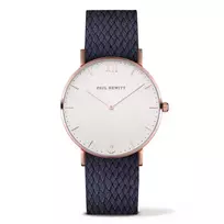 Paul Hewitt Sailor Line Unisex Quartz Watch 39mm Rose Gold Stainless Steel Case White Dial Grey Leather Strap PH-SA-RSTW17S