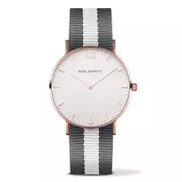 Paul Hewitt Sarstain Line Unisex Watch 39mm Rose Gold IP Plated Stainless Steel Case White Dial Grey Leather Strap Quartz Miyota GL20