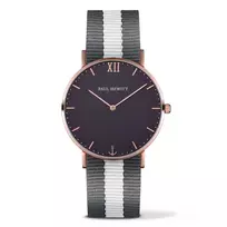 Paul Hewitt unisex laikrodis PSARSTBGRW20S (39 mm) – baltos smėlio spalvos ciferblatas, pilka Perlon apyrankė