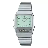 CASIO AQ-800E-3AEF Unisex Digital-Analog Watch 32mm Green Dial Silver Stainless Steel
