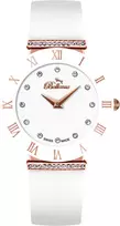 BELLEVUE E120 Women's Quartz Analog Watch 26mm Stainless Steel Case White Dial Black Leather Band