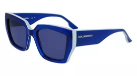 KARL LAGERFELD KL6143S-400 Moteriški kvadratiniai acetatiniai akiniai nuo saulės, tamsiai mėlynas rėmelis, pilki gradientiniai stiklai, 53 mm