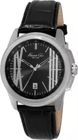 KENNETH COLE Vyriškas laikrodis IKC8095 44mm Nerūdijantis plienas Kvarcinis Analoginis Juodas ciferblatas Sidabrinė apyrankė
