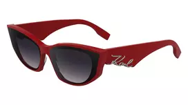 KARL LAGERFELD KL6162S-600 Moteriški drugelio formos akiniai nuo saulės - Raudonas/Bordo acetato rėmelis, Gradientiniai rudi lęšiai, 64/14/140 mm