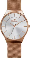 BELLEVUE E54 Women's Quartz Analog Watch 32mm Stainless Steel Case Black Leather Strap