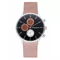 RADIANT New Man vyriškas analoginis kvarcinis laikrodis RA601704 41mm juodas ciferblatas nerūdijančio plieno tinklelio apyrankė