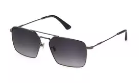 POLICE vyriški akiniai nuo saulės SPLL07560568 – stačiakampis metalinis rėmelis, UV400 apsauga, 56 mm lęšiai