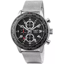 AVIATOR vyriškas kvarcinis chronografo laikrodis AVW79886G407 46mm nerūdijančio plieno korpusas, rudo odos dirželis