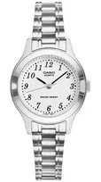 CASIO Moteriškas Analoginis Kvarcinis Laikrodis LTP-1128A-7B 33mm Sidabrinis Ciferblatas Nerūdijantis Plienas