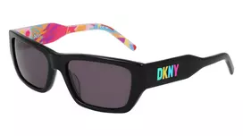 DKNY DK545S-002 Moteriški stačiakampiai akiniai nuo saulės - Juodas rėmelis, pilki gradientiniai lęšiai 56mm