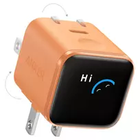 Anker Nano Charger 45W GaN USB-C įkroviklis su ActiveShield 5.0, jutikliniu valdymu, SmartDisplay, iPhone atpažinimu, oranžinis