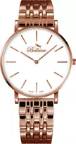 BELLEVUE Woman D32 40 mm kvarcinis analoginis laikrodis, sidabrinis ciferblatas, juodas odinis dirželis