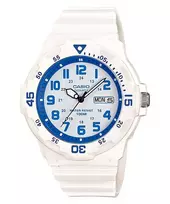 CASIO MRW-200HC-7B2 Unisex Analoginis Kvarcinis Laikrodis su Juodu Dervos Dirželiu, Baltu Ciferblatu, 44,6 mm Korpusu