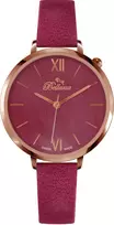 BELLEVUE Woman B50 35mm Quartz Analog Watch Silver Dial Black Leather Strap