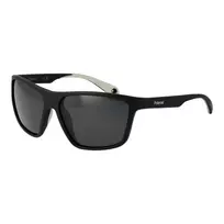 POLAROID PLD7040S5908A Vyriški stačiakampiai poliarizuoti akiniai nuo saulės – pilkas rėmelis, pilki lęšiai 59mm