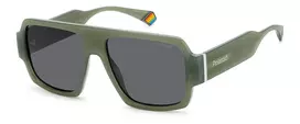 POLAROID PLD6209SX1ED Unisex Rectangular Sunglasses - Black Frame Grey Lens