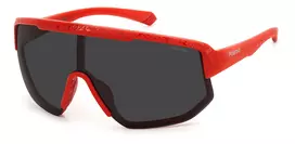 Polaroid PLD7047S0Z3 Unisex stačiakampiai akiniai nuo saulės – juodas rėmelis, pilki lęšiai 99mm