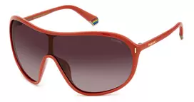POLAROID PLD6216SL7Q Unisex akiniai - Juodas rėmelis, Pilki poliarizuoti lęšiai, Skydo stilius
