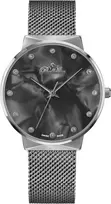BELLEVUE Women's B13 Analog Quartz Watch 33mm Stainless Steel Case Black Leather Strap