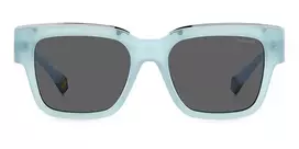 POLAROID PLD6198SXMVUF Unisex Square Sunglasses - Black Frame Grey Polarized Lens 52mm