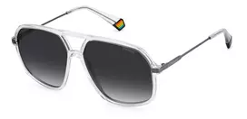 POLAROID Unisex PLD6182S900WJ Stačiakampiai Poliarizuoti Akiniai nuo Saulės - Juodas Rėmelis Pilki Lęšiai 59mm