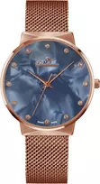 BELLEVUE Women's B11 Quartz Analog Watch 33mm Stainless Steel Case Genuine Leather Strap