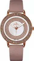BELLEVUE Woman B45 35mm Quartz Analog Watch Stainless Steel Case Silver Dial Black Leather Strap