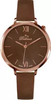 BELLEVUE Women's B51 Quartz Watch 35mm Stainless Steel Case Silver Dial Black Leather Strap