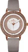 BELLEVUE Woman B44 35mm Quartz Analog Watch Stainless Steel Case White Dial Black Leather Strap